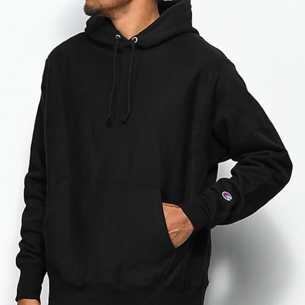 champion black reverse weave hoodie